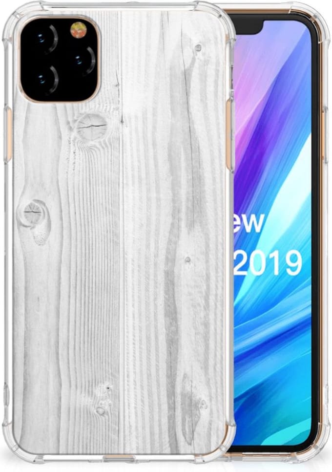 Apple iPhone 11 Pro Max Stevig Telefoonhoesje White Wood