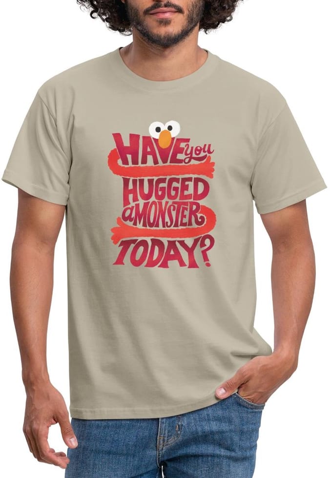 Sesamstraat Elmo Citaat Hugged A Monster T-Shirt Heren