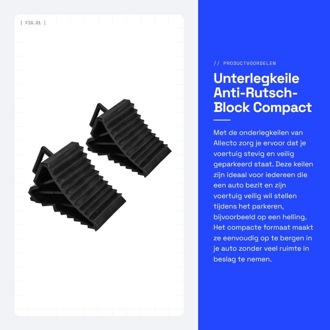 Dailygoods- Onderlegkeile 2 Stuks - Antislip Blokken - Auto Steun Pad - Zware Constructie - Lichtgewicht - Compact Formaat - Wielblokken