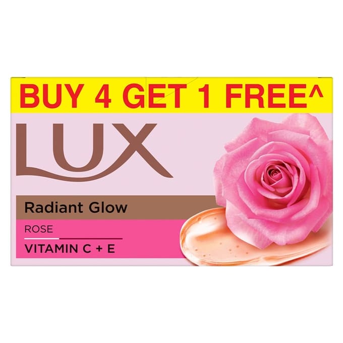 Savon Lux Radiant Glow pour le bain infusé de Vitamine C & E |Pour un éclat supérieur|Achetez 4 Obtenez 1 Gratuit|150g multi