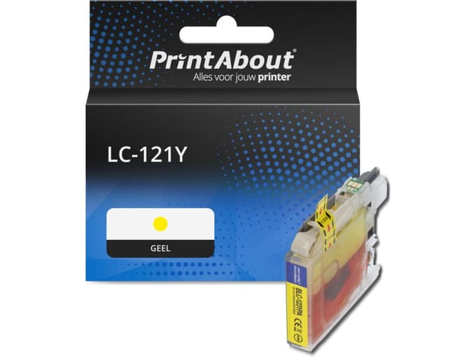 PrintAbout huismerk Inktcartridge LC-121Y Geel Geschikt voor Brother