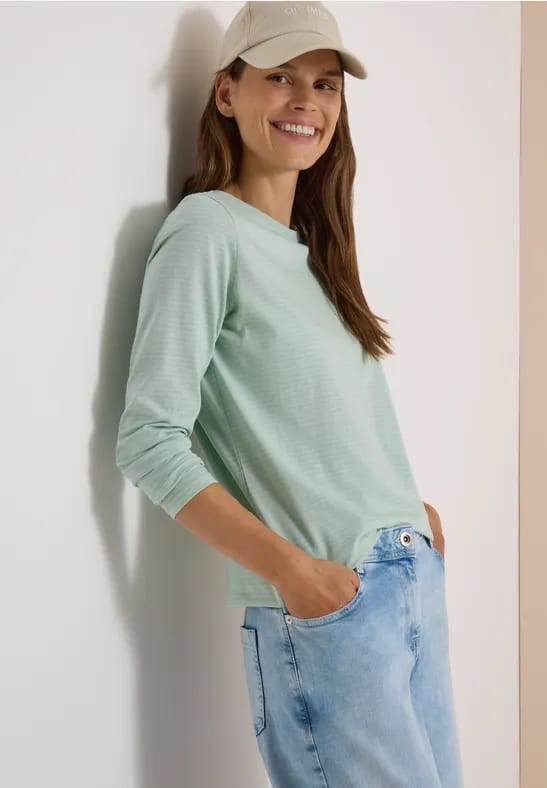 Longsleeve met boothals en strepen
