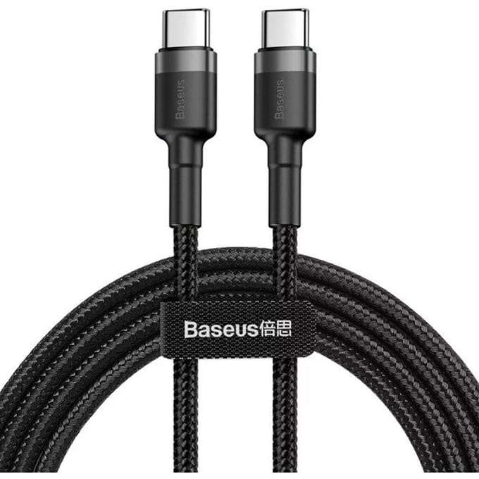 Baseus Cafule Series USB-C naar USB-C snellaadkabel - 60 Watt - 1 meter - Zwart
