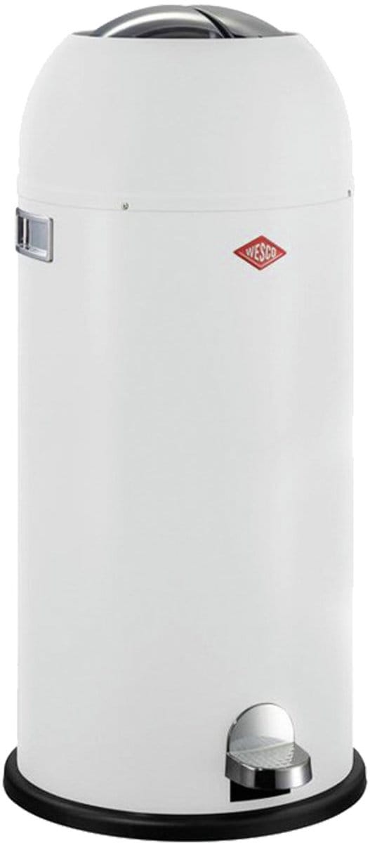 WESCO Kickmaster Maxi Prullenbak | Pedaalemmer | 40 Liter | Metaal - Mat wit | Vuilnisbak - Made in Germany