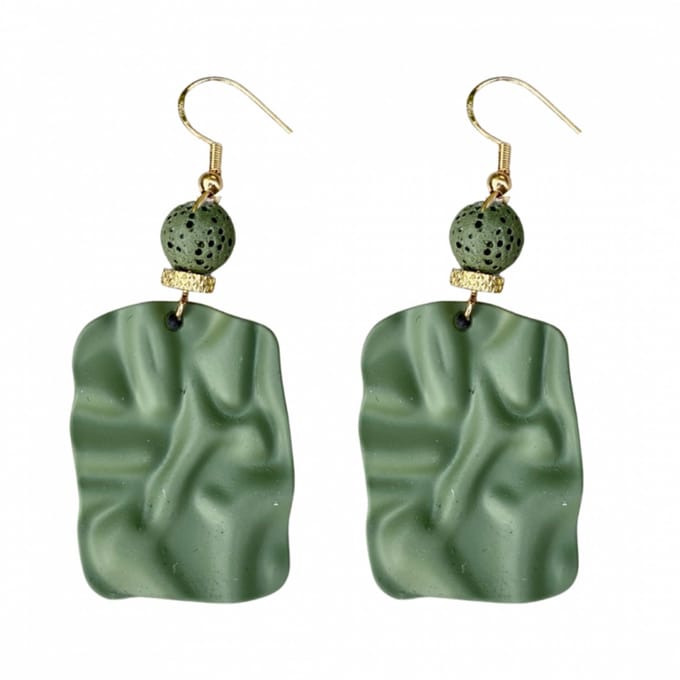 Zilveren -Mosgroen -oorbellen -Satijn - Charme Bijoux