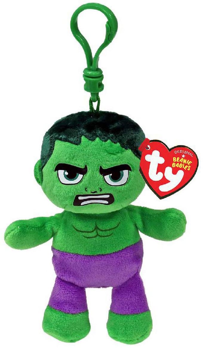 Ty Marvel Hulk pluche sleutelhanger - clip - Marvel fan cadeau.