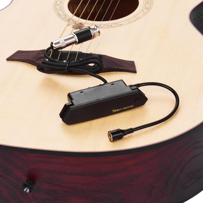 SKYSONIC T-902 Akoestische gitaar Actieve klankgatpickup Magnetische + microfoon Dubbele pickupsystemen without Battery zwart
