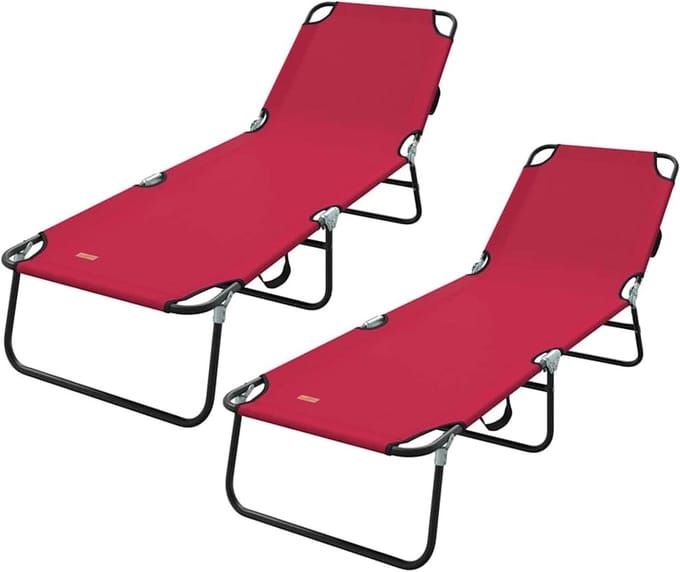 Inklapbare ligstoel - Tuinstoel set - Buiten ontspannen - Verstelbare rugleuning - 2 stuks - Rood