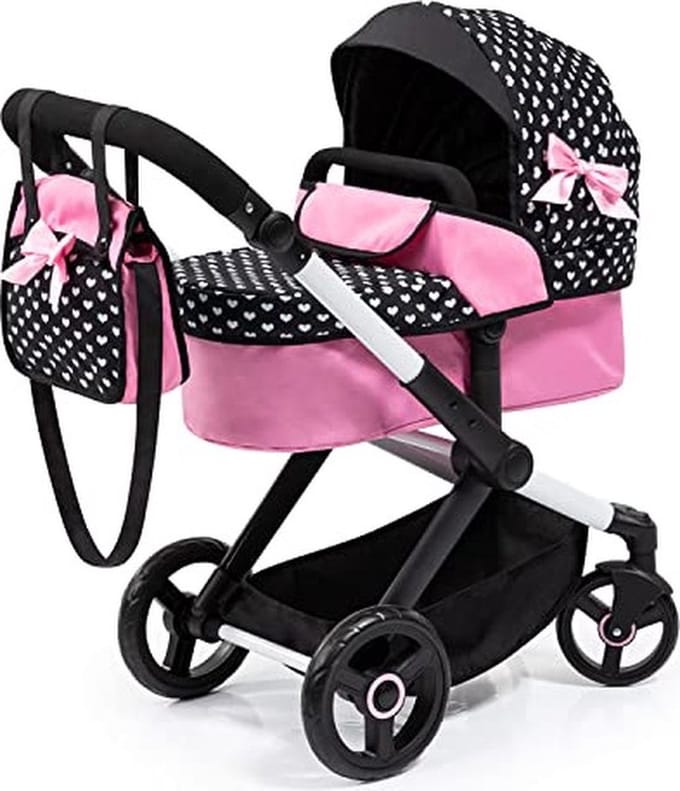 Bayer Design - Poppenwagen XEO in zwart, wit/roze