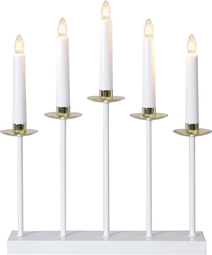 Star Trading LED kaarsenhouder 'Greta', 5-vlammig, wit, E10-lamp, warm wit, H 37 cm, B 31 cm