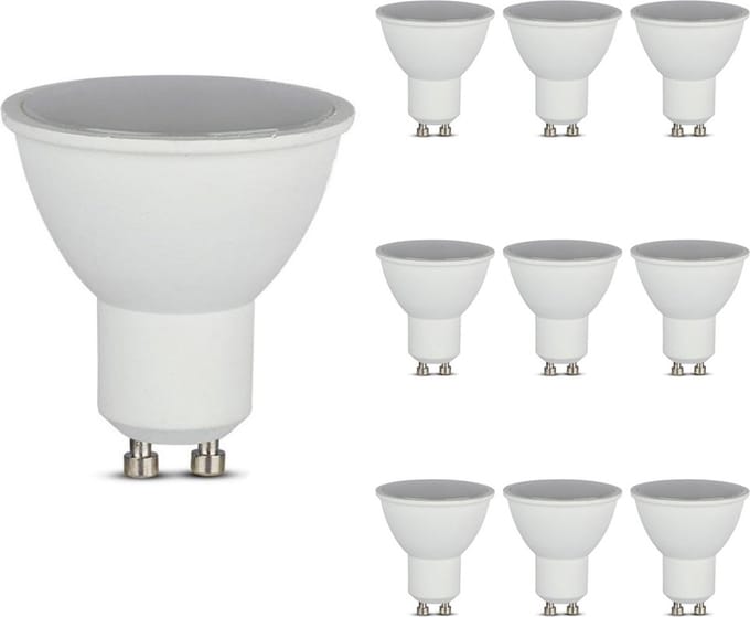 V-TAC LED spots - 10 stuks - GU10 - LED - 230V - 5 Watt - Warm wit