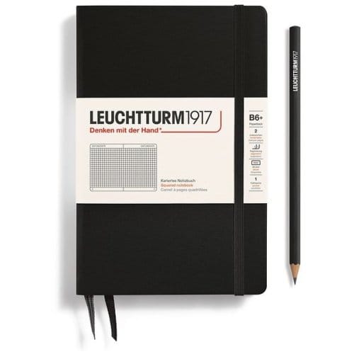 Leuchtturm1917 notitieboek, hardcover, paperback (b6+), geruit, zwart