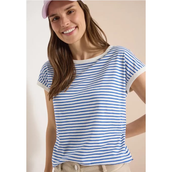Shirt met boothals en strepen
