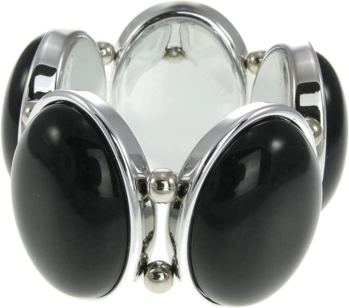 Behave - Elastische armband met zwarte stenen - Klassiek avondaccessoire