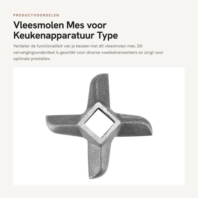 Dailygoods- Vleesmolen Universeel - Vervangend Mes - Staalontwerp - Waterdicht - Vijf Slijmbladen - Verbeterde Functionaliteit - Vleesmes