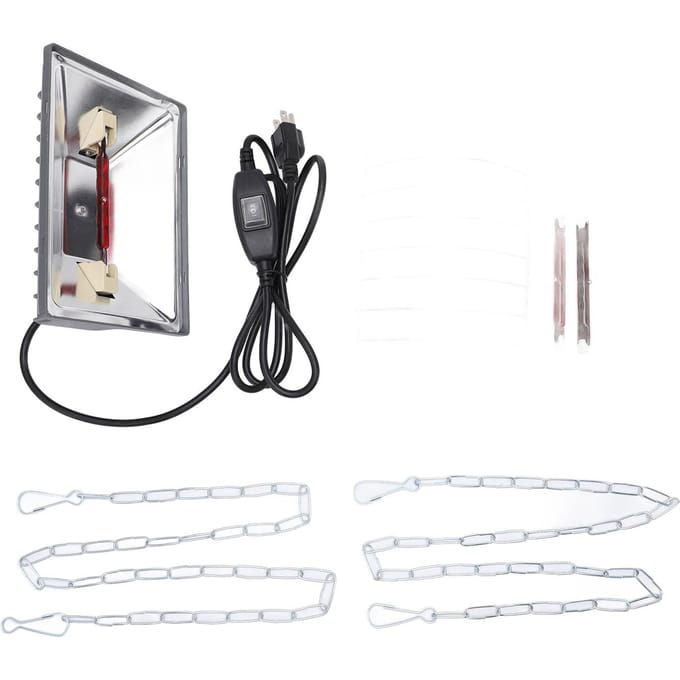 Kippenhokverwarming Regelbare Temperatuur Kippenbroeder Warmtelamp Warmer met Lampenkap En black