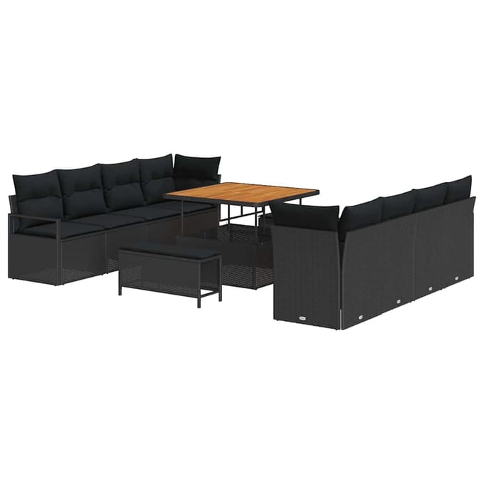 vidaXL Tuin Sofa Set 11 st 10-zits Zwart