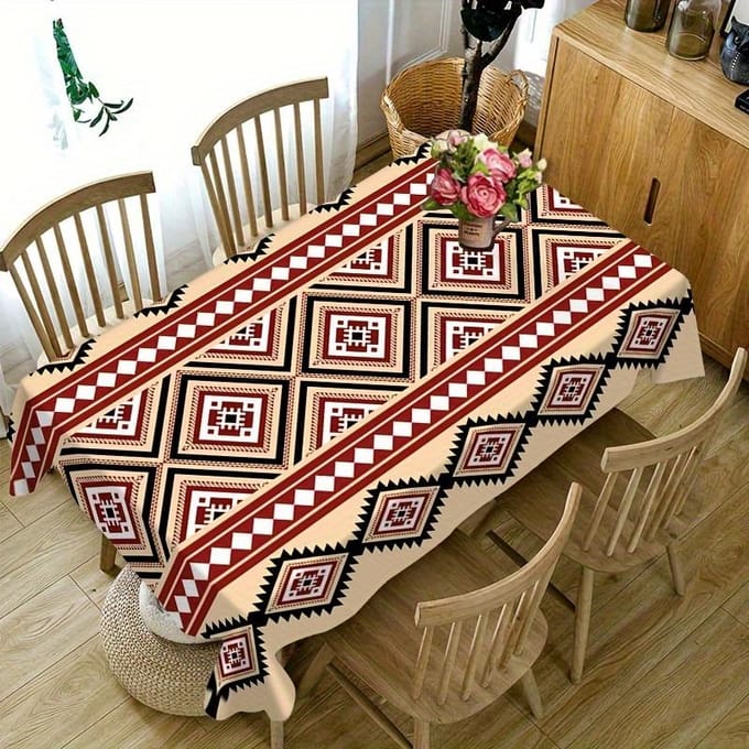 1 pièce Nappe Tribale Sud-Ouest Rectangulaire Tissu Polyester pour Usage Intérieur/Extérieur Décorations de Table Housse de Table 145X200CM