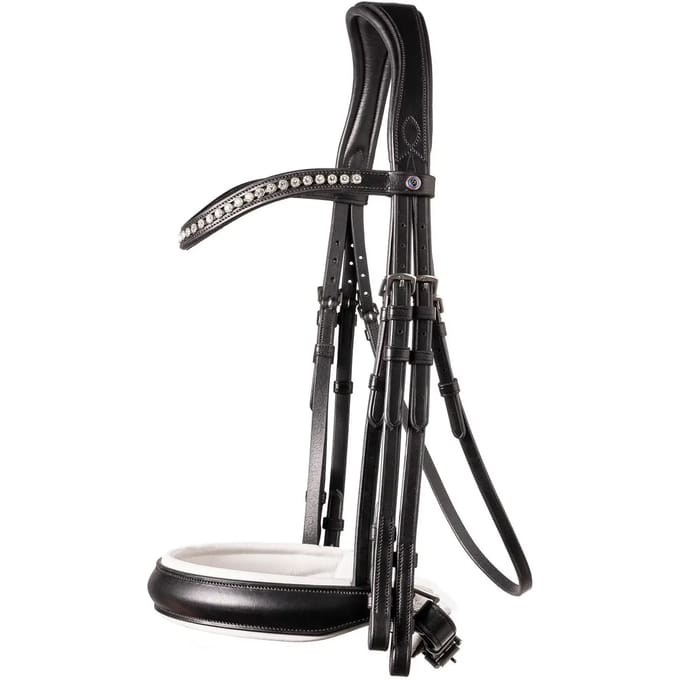 Wellington Large crank NB double bridle BLWF Blk/White