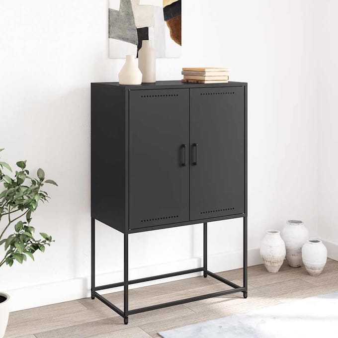 vidaXL - Hoge - kast - 68,5x38,5x107 - cm - staal - zwart