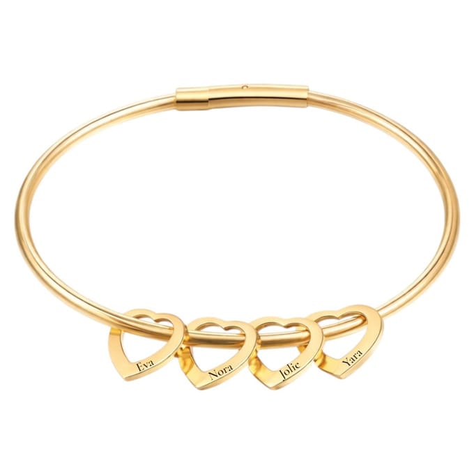 Bangle met 4 Hartjes Goud
