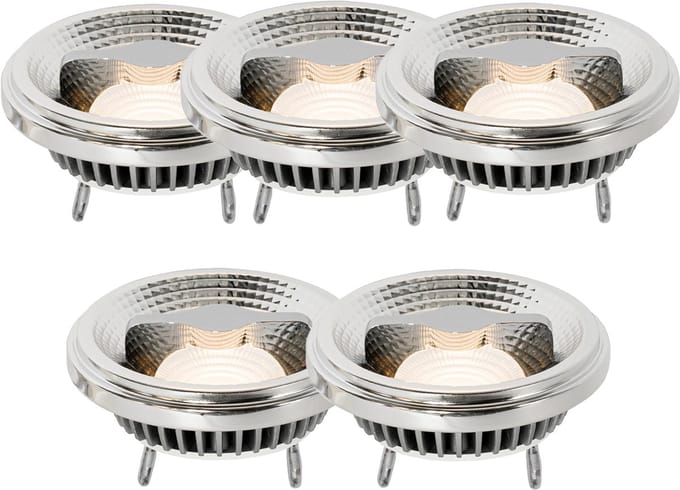 LUEDD Set van 5 G53 dimbare LED lamp AR111 12W 600 lm 2700K