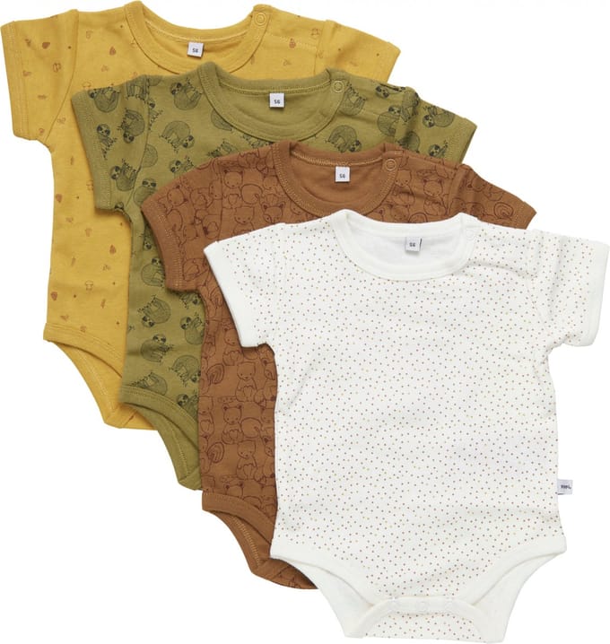 Pippi Rompers Junior Katoen Wit/roestbruin/groen 4 Stuks Maat 50