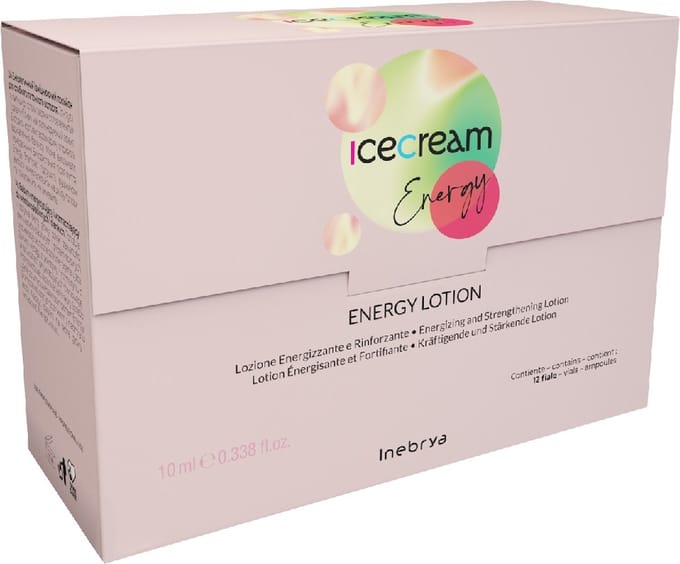 Set, Inebrya, Ice Cream Energy, Haar Lotion Behandeling, Versterkend, 12 stuks, 10 ml