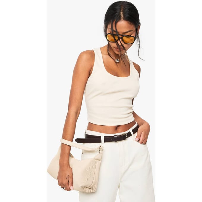 Dames Boohoo Basics Rib Scoop Neck Racer Back Vest Top | Steen | Maat: 36