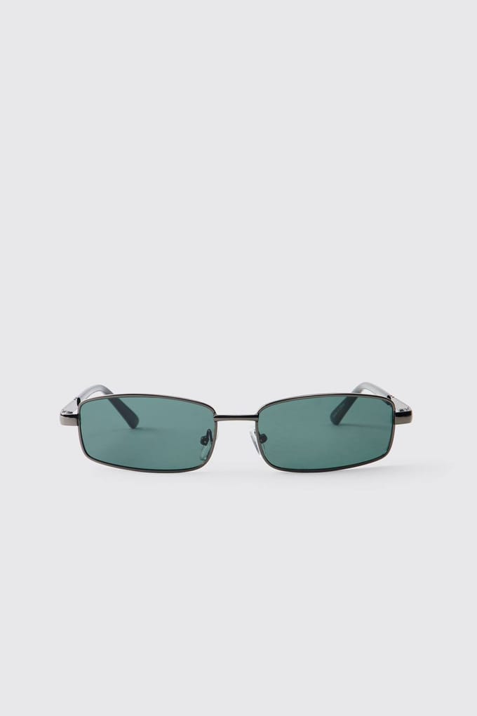 Metalen Rechthoekige Zonnebril | Black