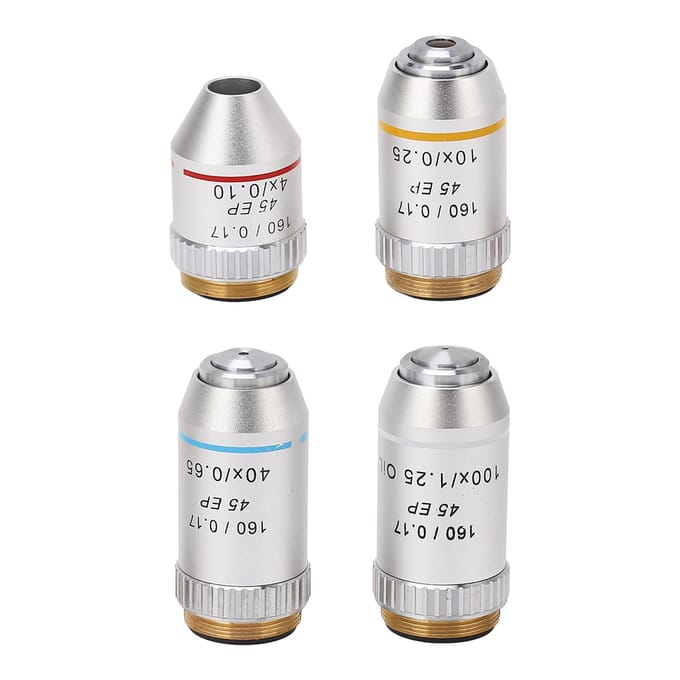 Objectif achromatique 4X 10X 40X 100X Chromé Taille RMS 195EP Objectif de microscope