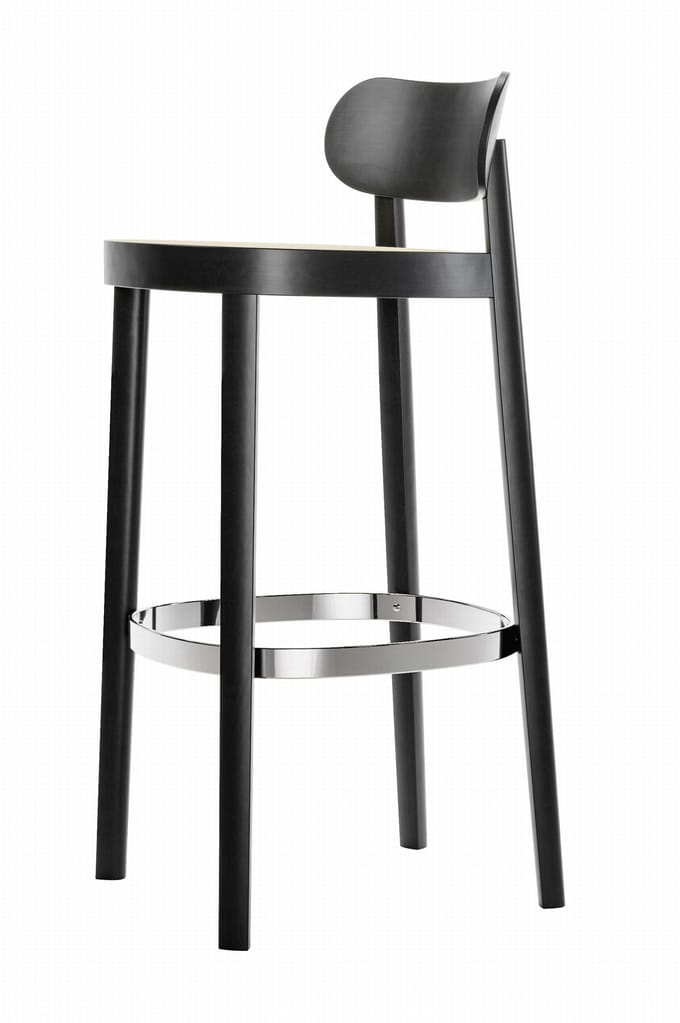 Thonet 118 H / HT Barkruk - Beuken zwart gebeitst - H 84 cm