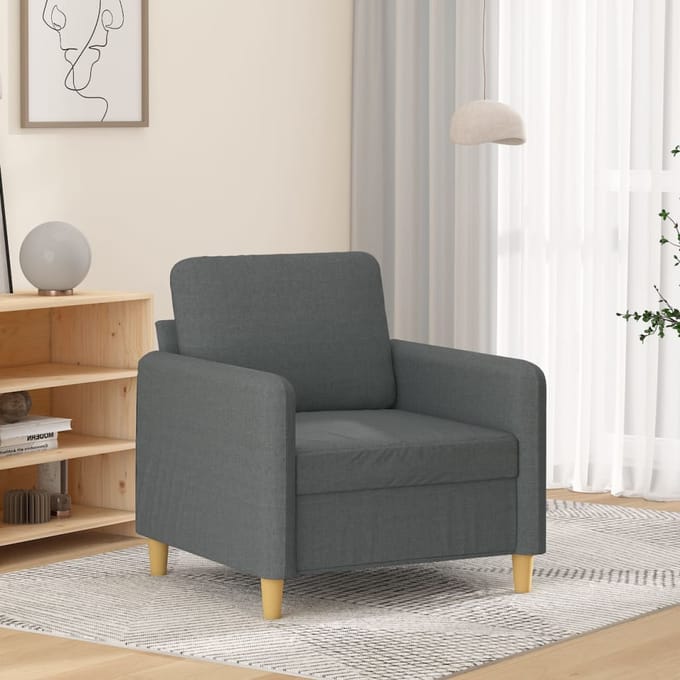 vidaXL - Fauteuil - 60 - cm - stof - donkergrijs