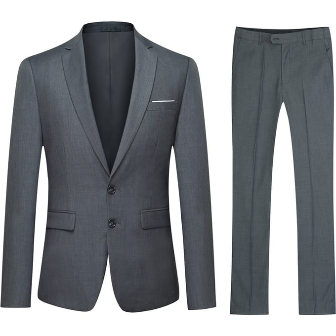 Heren 2-delig slim fit grijs pak met twee knopen