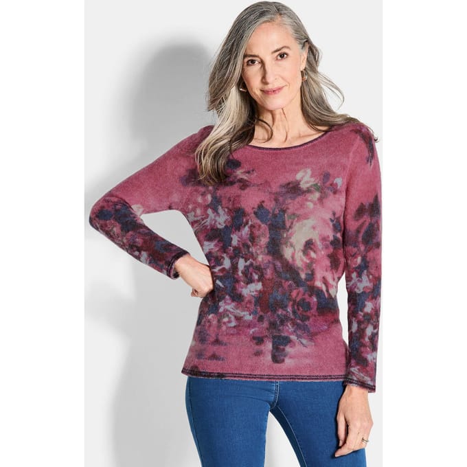 Tricot pullover met alpacawol - roze / meerkleurig / gedess. - Gr. 21 van Goldner Fashion