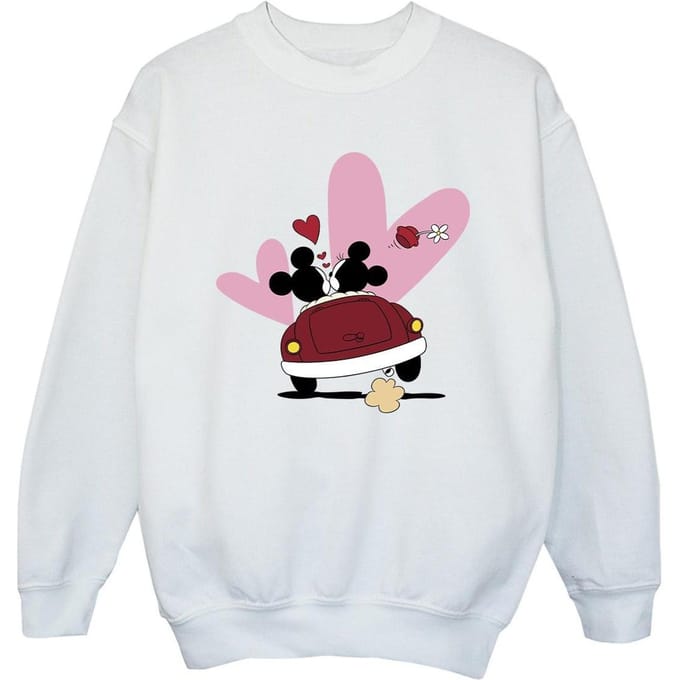 Disney Meisjes Mickey Mouse Car Print Sweatshirt (Wit)
