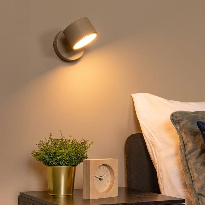 Lucide GIAN - Wandlamp - LED Dimbaar - 1x9W 2700K - Taupe
