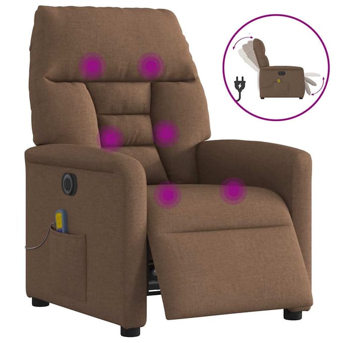vidaXL Massagestoel elektrisch verstelbaar stof bruin