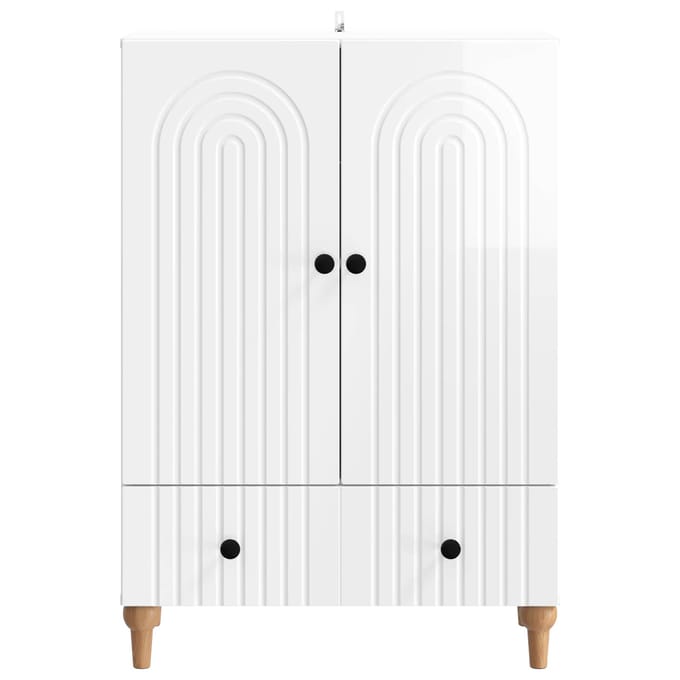 vidaXL - Dressoir - Hoogglans - Wit - 66 - x - 34,5 - x - 95 - cm - Bewerkt - hout