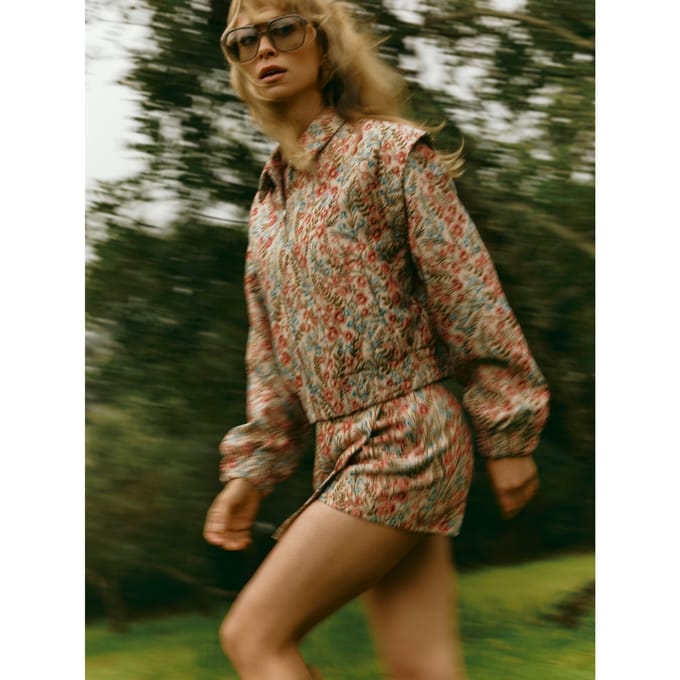 Lofty Manner groene dames jas   Punt kraag   Regular fit   Steekzakken   Bloemen patroon   Ritssluiting   Lange mouw Groen XS