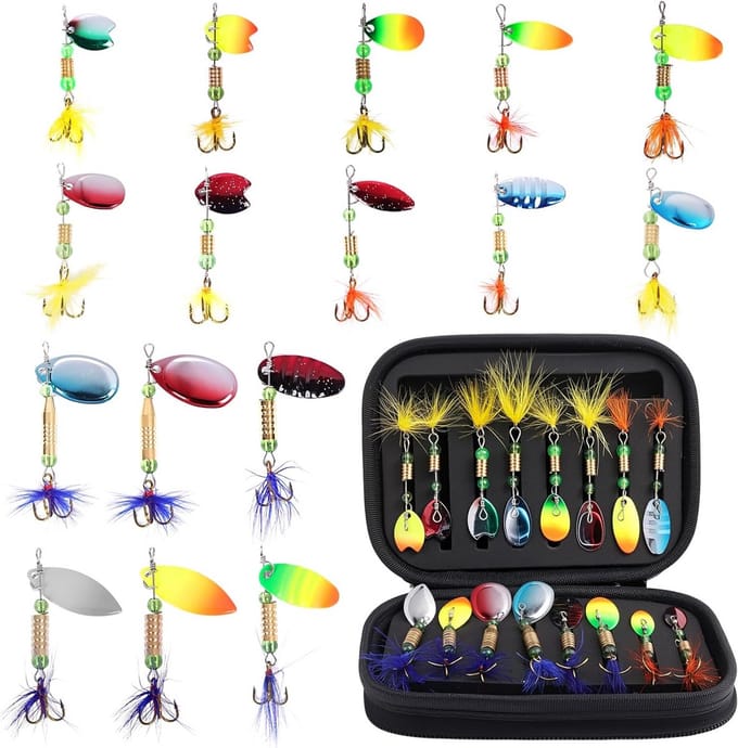Set van 16 Roterende Kunstaas Hengelsport Accessoires voor Forel, Baars en Snoekbaars