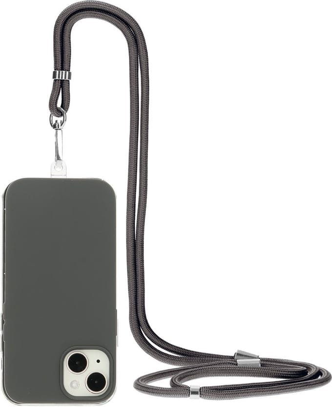 Mobiparts Siliconen hoesje met koord voor de Apple iPhone 14 Grijs