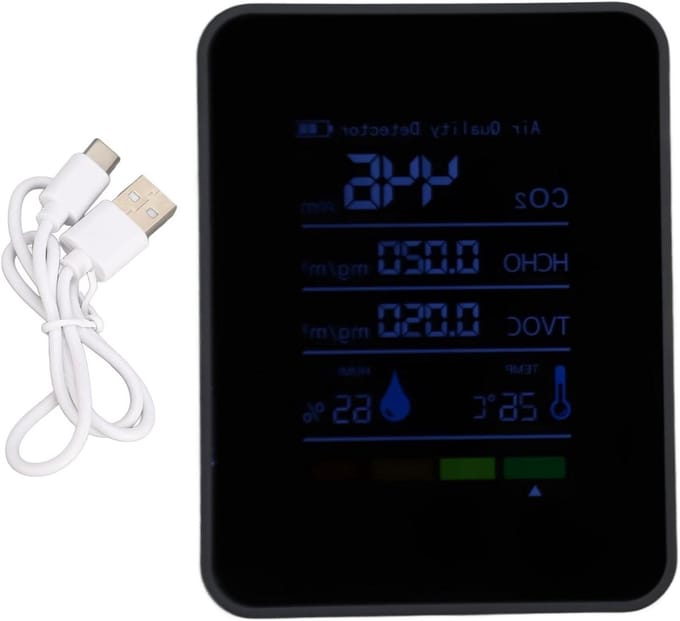 Luchtkwaliteitsmonitor - CO2 meter - Binnenhuis Meten - 5-in-1 Detector - 106 Gram - Wit