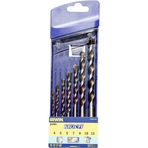 Irwin Tools 10501940 Carbide Multifunctionele boor 4 mm, 5 mm, 6 mm, 7 mm, 8 mm, 10 mm, 12 mm Cilinderschacht 7 stuk(s)
