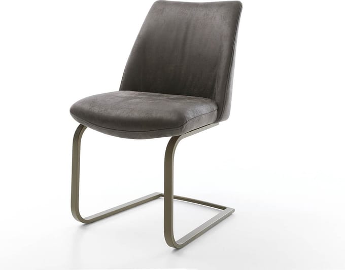 Sledestoel Elso-Flex sledemodel vlak afwerking met titanium microvelours antraciet vintage pocketveer kern