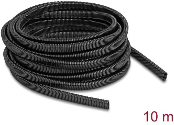 Delock Plastic cable protection conduit in oval shape flexible 13.6 x 6.3 mm - length 10 m black