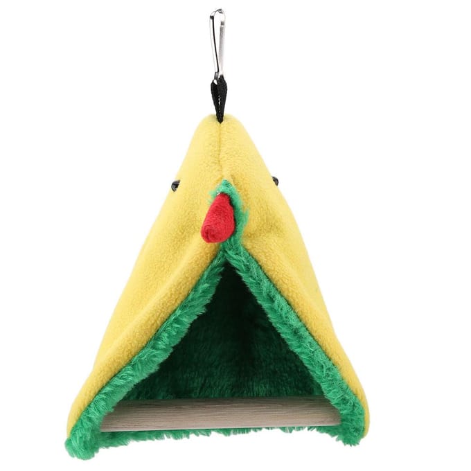 Oiseau Perroquet Triangle Hamac en Peluche Cage Tente Joyeuse Lit Grotte Suspendue Jouet yellow