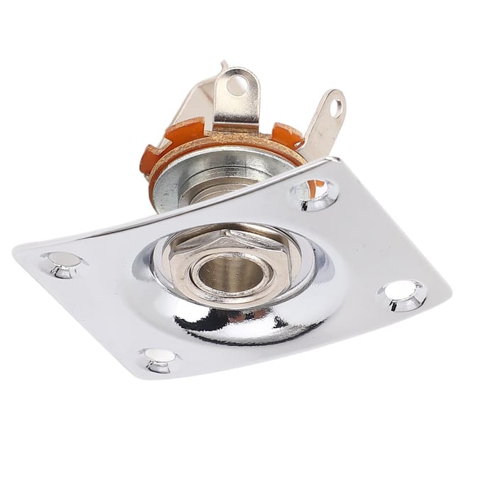 Gitaar Output Jack Plate Vierkante Vorm Metaal Compacte Gitaar Jack Socket Plate voor Telecaster white