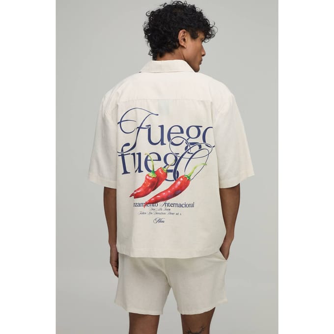 Oversized Half Sleeve Chilli Shirt and Relaxed Short | Natural | Size Medium