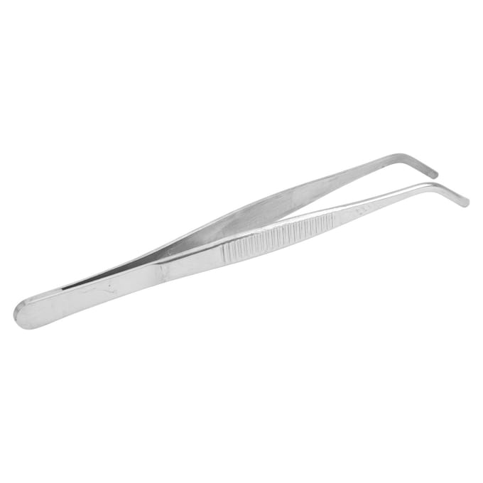 Pince à épiler courbée de 16 cm en acier inoxydable, antidérapante, à pointe courbée, pour laboratoires white